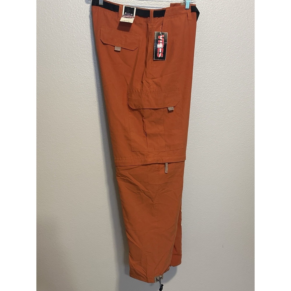 VIBES MEN XL Cargo Pants Convertible Baggy Orange Skater Paratrooper VTG Y2K NWT - Picture 11 of 13